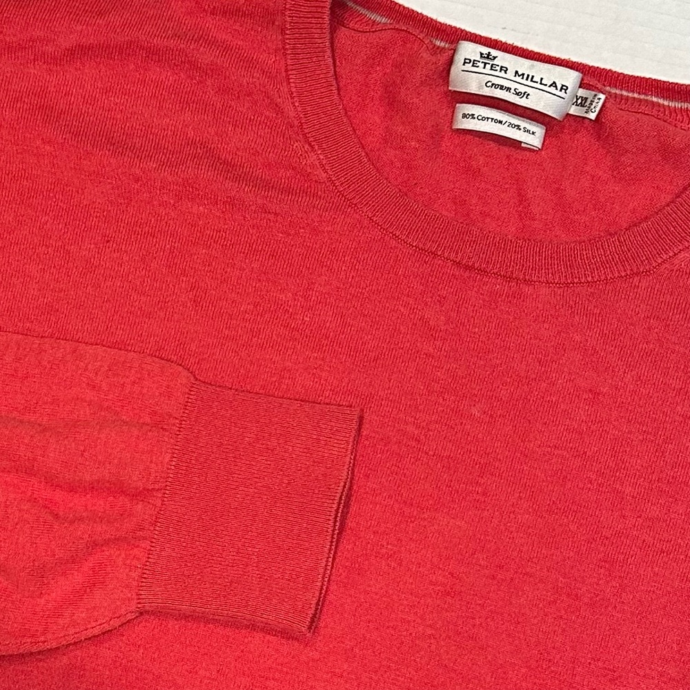 Peter MIllar Crown Soft Cotton Silk Sweater Men's XXL Orange Golf Preppy Classic